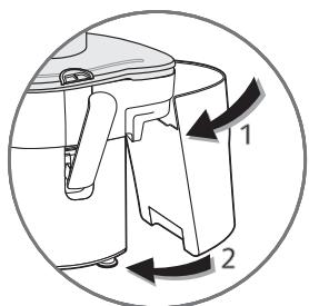Diagram of a device with labeled parts and directional arrows indicating rotation or movement