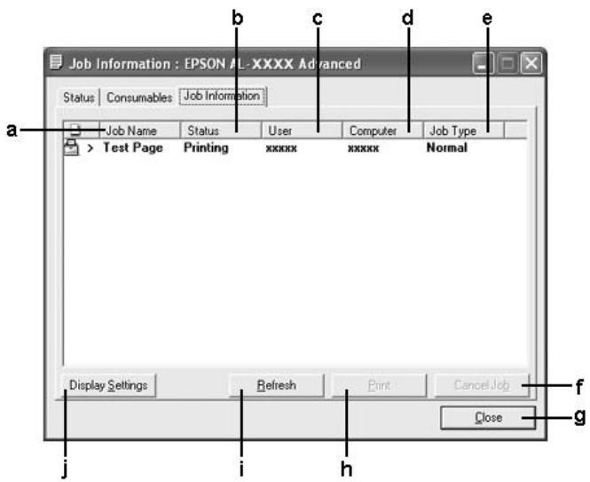 EPSON ACULASER M4000DN - Informations jobs - 1
