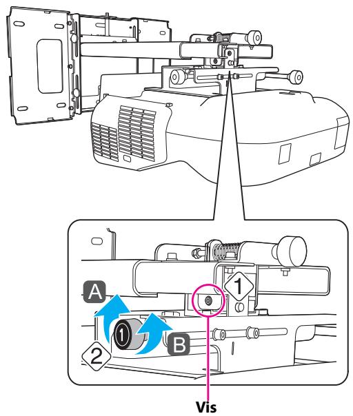 EPSON EB-1400WI - Utiliser la molette de réglage gauche pour régler le roulis horizontal - 2