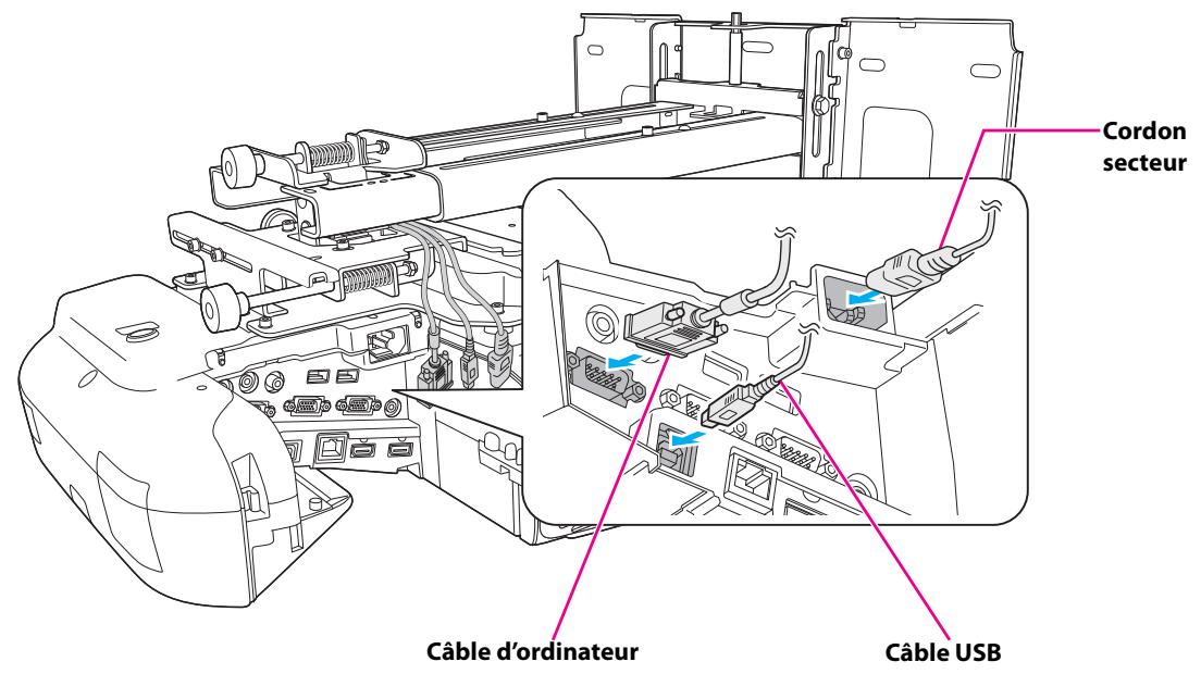 EPSON EB-1400WI - Connecter le cordon secteur et les autres câbles au projecteur - 1
