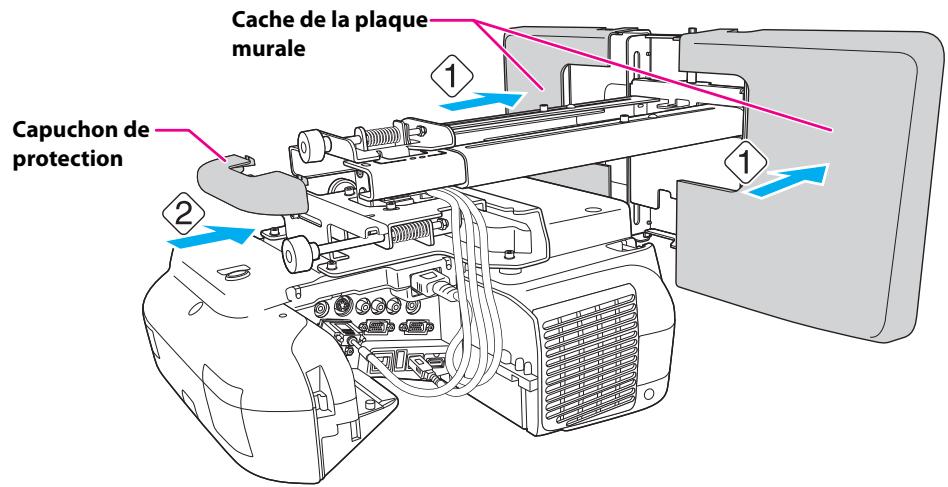 EPSON EB-1410WI - Fixer le cache de la plaque murale et le capuchon de protection - 2