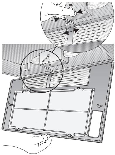 BOSCH DHL545S  - INSTALLATION INSTRUCTIONS - Sur les hottes aspirantes équipées d'une natte filtrante : - 2