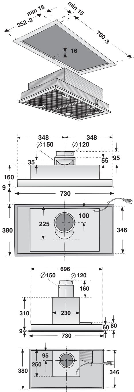 BOSCH DHL545S  - INSTALLATION INSTRUCTIONS - Voor de inbouw moeten afhankelijk van de variant de volgende uitsparingen beschikbaar zijn: - 4