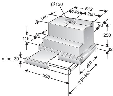 BOSCH DHU 632 UFF - Exhaust air flows upwards: - 2