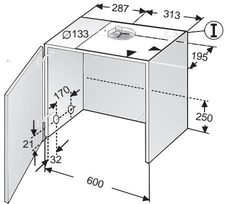 BOSCH DHU 632 UFF - Exhaust air flows upwards: - 1