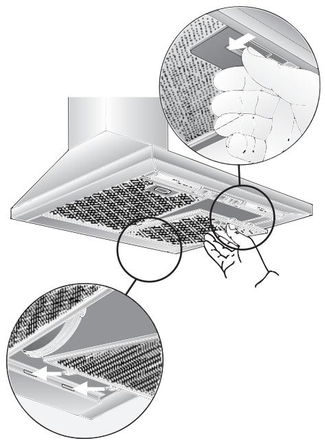 BOSCH DWW 061461,  DWW 091451,  DWW 091461,  DWW091421,  DWW09W420,  DWW09W450,  DWW09W460 - Metalen vetfilters verwijderen en aanbrengen: - 1