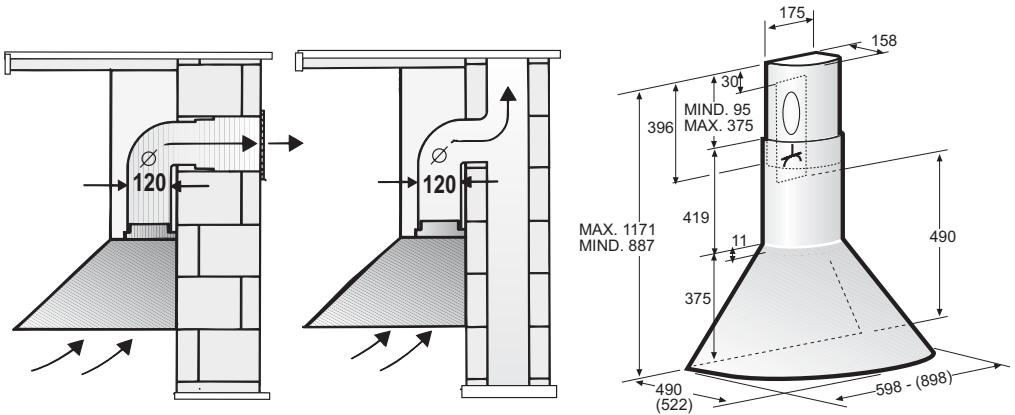 BOSCH DWA 091450/01  - INSTALLATION INSTRUCTIONS - Poistoilmaversio: - 1
