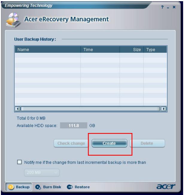 ACER ERECOVERY MANAGEMENT - Créer une Sauvegarde Complète - 1