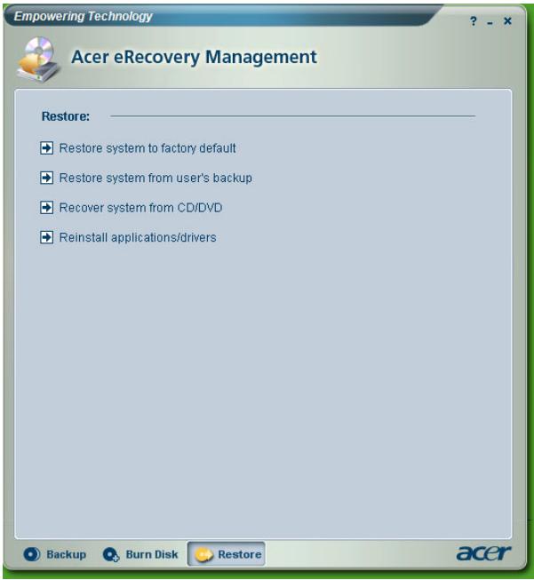 ACER ERECOVERY MANAGEMENT - Copier vers des disques - 2