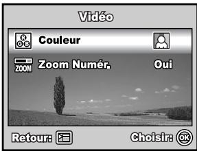 Vidéo Couleur Zoom Numér. Oui Retour: Choisir: