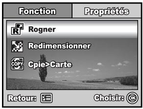 Fonction Propriétés Rogner Redimensionner Cpie>Carte Retour: Choisir: