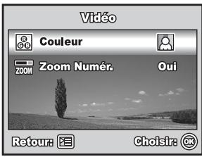 Vidéo Couleur Zoom Numér. Oui Retour: Choisir: