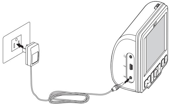 ACER D100 - Pour recharger l'appareil en utilisant l'adaptateur secteur : - 1