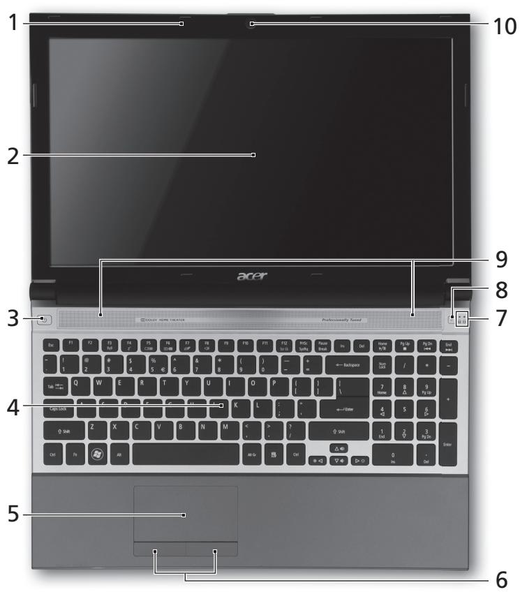 ACER ASPIRE 5830TG - Vista superior - 1