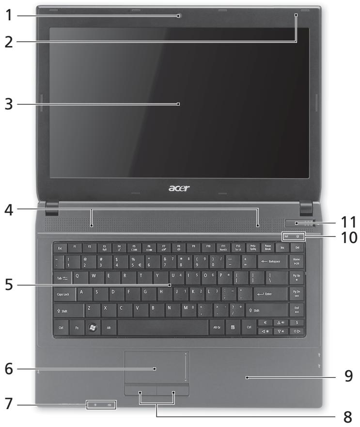 ACER TRAVELMATE 4740 - Visning ovenfra - 1