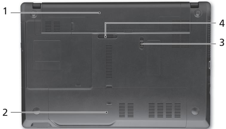 ACER TRAVELMATE 5740ZG - Widok od strony podstawy - 1