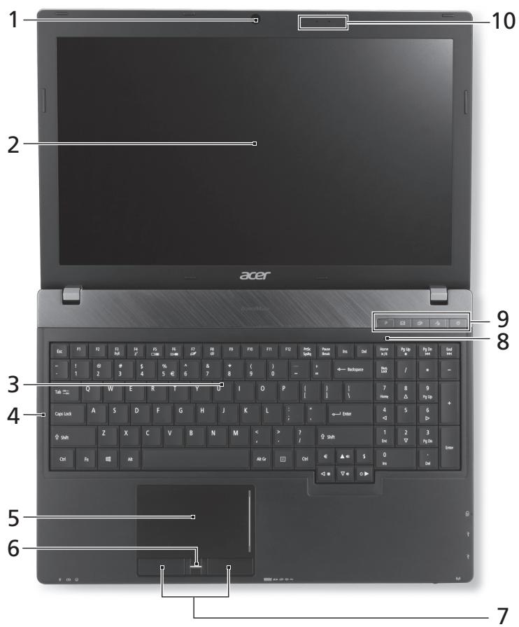 ACER TRAVELMATE P653-MG - Pohled shora - 1