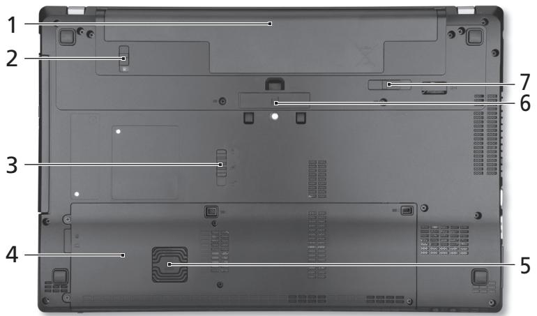 ACER TRAVELMATE P653-MG - 底視圖 - 1