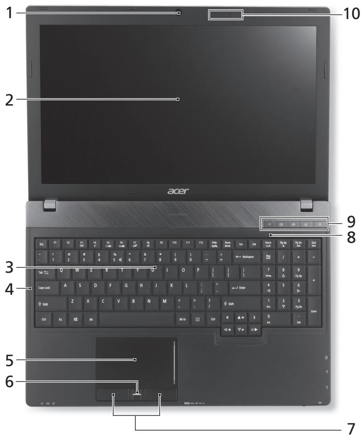 ACER TRAVELMATE P653-V - 俯视图 - 1