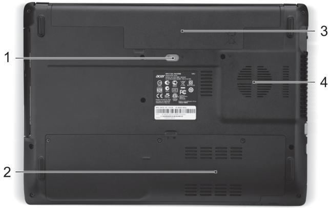 ACER ASPIRE E1-451G - Widok od strony podstawy - 1