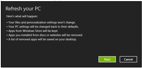 ACER ASPIRE E1-531-B9606G75MNKS - Fönstret Uppdatera datorn öppnas. - 1