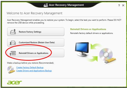 ACER ASPIRE E1-531-B9606G75MNKS - 重新安装驱动程序和应用程序 - 1