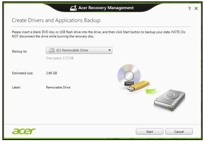 ACER ASPIRE E1-531-B9606G75MNKS - Skapa en säkerhetskopia av drivrutiner och program - 2