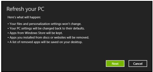 ACER ASPIRE E1-531-B9606G75MNKS - Actualizar su PC desde la copia de seguridad de recuperación - 1