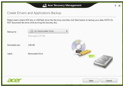 ACER ASPIRE E1-531-B9606G75MNKS - Crear una copia de seguridad de aplicaciones y controladores - 2