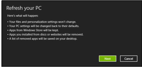 ACER ASPIRE E1-531-B9606G75MNKS - Se deschide fereastra Reîmprospătare PC. - 1