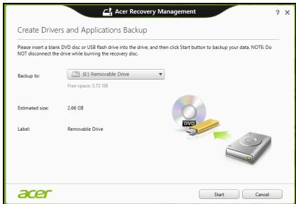 ACER ASPIRE E1-531-B9606G75MNKS - Tvarkyklių ir programų atsarginių kopijų kūrimas - 2