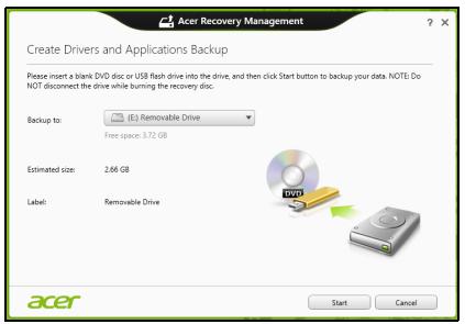 ACER ASPIRE E1-531-B9606G75MNKS - Biztonsági másolat késztése a meghajtókról és alkalmazásokról - 2