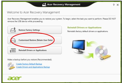 ACER ASPIRE E1-531-B9606G75MNKS - Vraćanje tvorničkih postavki pomoću Acer Recovery Management - 2