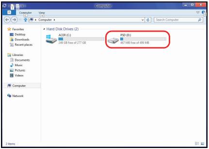 Favorites Desktop Download Recent places Libraries Documents Music Pictures Videos Computer Network + Hard Disk Drives (2) AOSR (C) 240 GB free of 277 GB PSX (B:) 467 MB free of 499 MB F Items