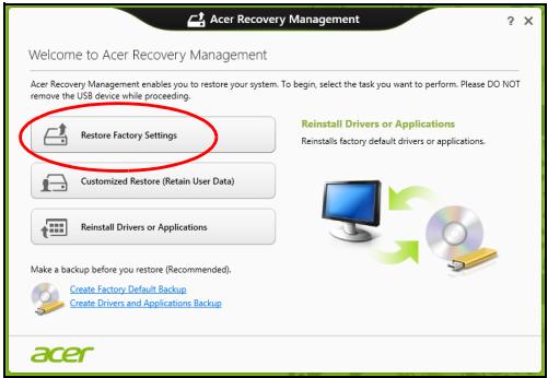 ACER ASPIRE V3-771-32348G75MAKK - Acer Recovery Management 要求使用完后立即关闭。 - 1