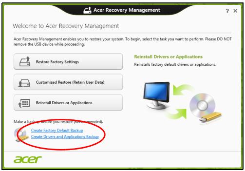 ACER ASPIRE V3-771G-32344G75MAKK - 建立復原備份 - 2