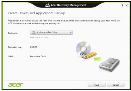 ACER ASPIRE V3-771G-32344G75MAKK - Erstellen einer Kopie von Treibern und Applikationen - 2