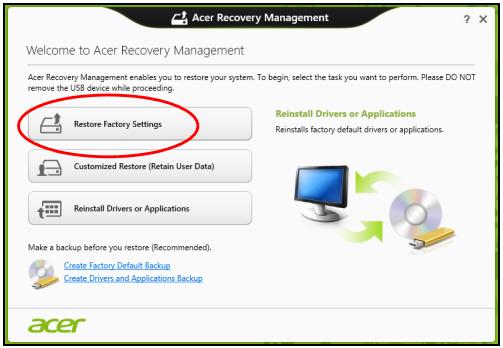 ACER ASPIRE V3-771G-32344G75MAKK - Click Restore Factory Settings. - 1