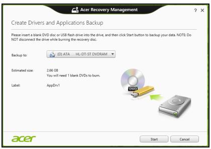 ACER ASPIRE V3-771G-32344G75MAKK - Klik Buat Driver dan Cadangan Aplikasi. - 2