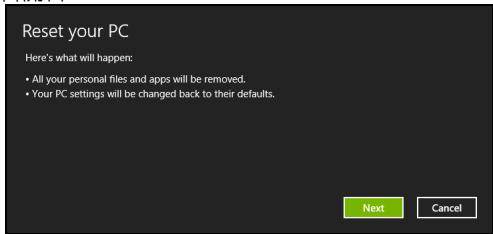 ACER ASPIRE V3-771G3316G1TMAKK,  ASPIRE V3-771G-32324G1TMAKK,  ASPIRE V3-771G-32326G1TMAII,  ASPIRE V3-771G-32344G75MAKK,  ASPIRE V3-771G-33126G75MAKK,  ASPIRE V3-771G-53218G1.5TMAII,  ASPIRE V3-771G-53238G1TMAII,  ASPIRE V3-77 - 重設電腦視窗會開啓。 - 1