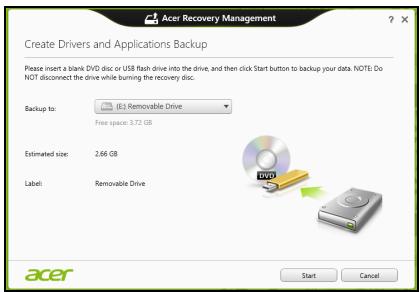 ACER ASPIRE V5-571PG-53334G75MAK - 建立磁碟機和應用程式備份 - 2