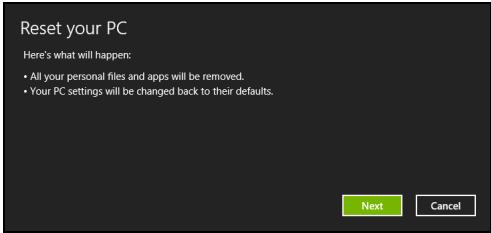 ACER ASPIRE V5-571PG-53334G75MAK - Fönstret Aterställ datorn öppnas. - 1