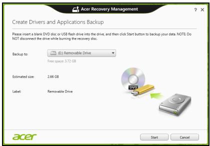 ACER ICONIA W510-27602G06ASS - 创建驱动程序和应用程序备份 - 2