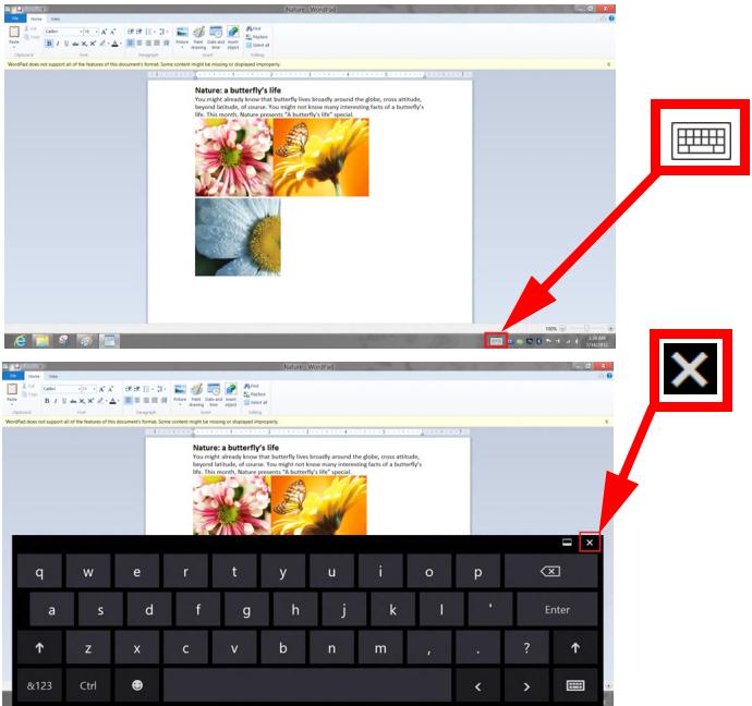 ACER ICONIA W510-27602G06ASS - Uporaba navidezne tipkovnice (virtual keyboard) - 2