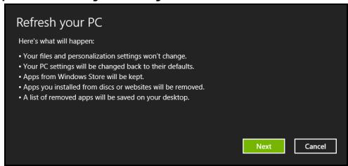 ACER ICONIA W510-27602G06ASS - Resetiranie PC-ia sa sigurnosne kopijie za oporavak - 1