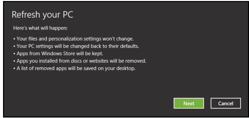 ACER ICONIA W510-27602G06ASS - Refresh your PC from the recovery backup - 1