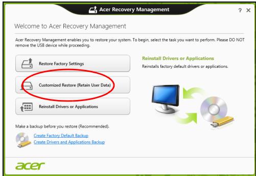 ACER ICONIA W510-27602G06ASS - Abre-se a janela Repor o seu PC. - 2