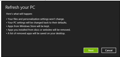 ACER ASPIRE V3-771G-73638G1TMAII - Refresh your PC from the recovery backup - 1