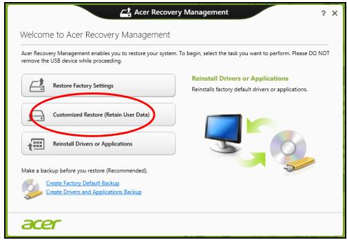 ACER ASPIRE V3-771G-73638G1TMAII - Anpassad Återställning med Acer Recovery Management - 1