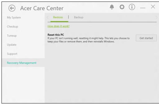 ACER ASPIRE R5-471T - Réinitialiser cet ordinateur et conserver mes fichiers - 1